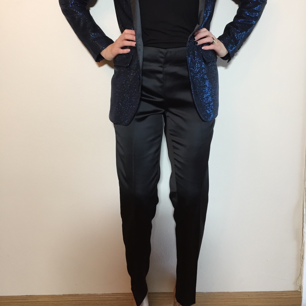Black Satin Tuxedo Pants